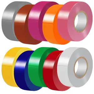 Pack of 10 Waterproof & Strong Adhesive Electrical Tape, 3/4-Inch by 60 Feet Matte Rainbow Electrical Tapes Tool for Artists and Creatives of All Skill Levels