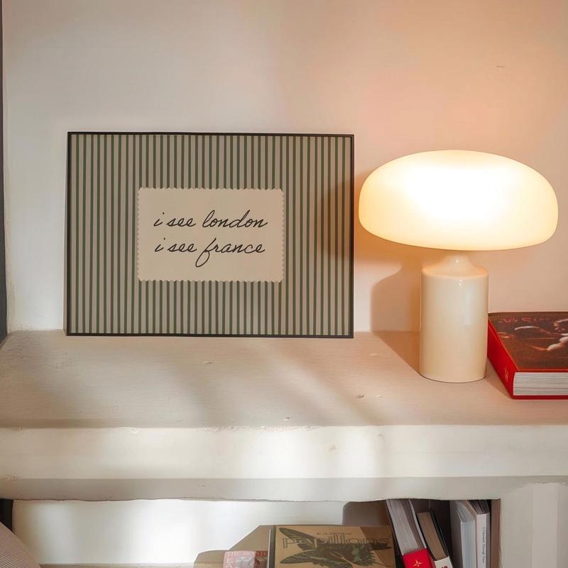 Horizontal Wall Art , Vintage "I See London I See France" Print: Green Striped Bathroom Decor| Framless Poster J