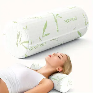 1pc Cervical Neck Pillow with Removable Washable Cover & Filling - C-Shaped Posture Support for Spine,, Bed/Chair/Travel Use - Pillow for Neck, Back, Head & Leg (White/Green