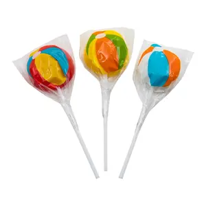 1 3/4" Bright Color Beach Ball Fruit-Flavored Lollipops - 12 Pc.