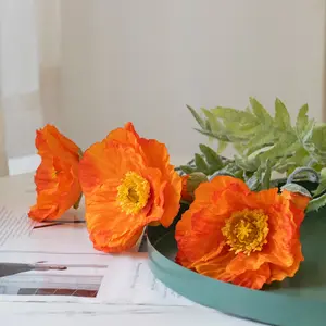 Artificial Poppy Bouquet Fake Flowers Poppy Flower Home Desktop Wedding Potted Plant Photography Prop Decoration