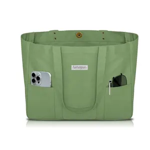 Large Canvas Tote Bag for Women with Laptop Sleeve and Multiple Pockets – Ideal for Work, Travel, and Everyday Use