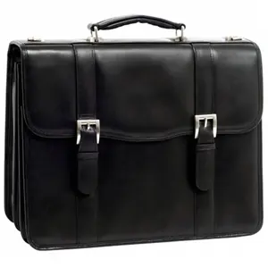 McKlein  Flournoy - Black Leather Double Compartment Laptop Case