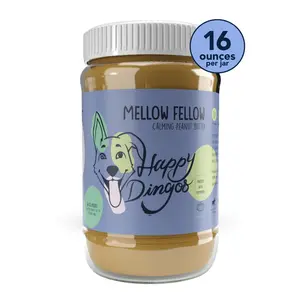 Happy Dingos Mellow Fellow – Calming Peanut Butter Spread for Anxious Dogs, 16 oz