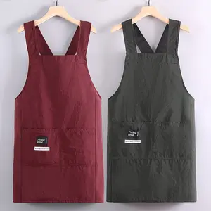 Waterproof Cross-Back Apron with Pockets, Unisex Work Apron for Baristas, Bakers & Artists