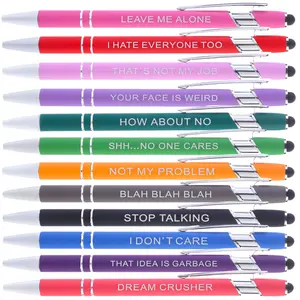 48 Inspirational Metal Ballpoint Pens - Black Ink - Multicolor - Perfect for Students Teachers & Office - Soft Tip - Ideal Gifts for Various Occasions - Colorful Highlighter Marker