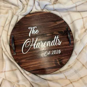 16” Customizable Wood Serving Tray - Natural Rustic Look, Versatile for Serving Displaying, Unique Custom Design, Perfect for Any Space