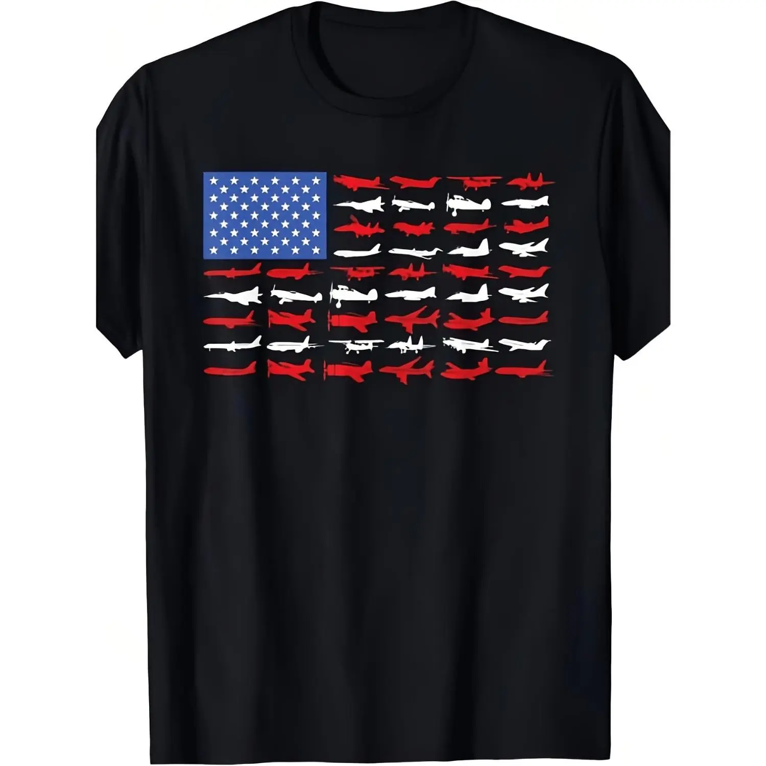 Mens Vintage American Flag and Fighter Jet Graphic T-Shirt Featuring Air Force Insignia from 1947 17 Flying Fortress to F 35 Lightning II Design Casual Round Neck Short Sleeve Comfortable All Season