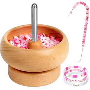 Bead Spinner for Jewelry Making, Effortless Rotating Wooden Clay Bead Spinner with 1 Big Eye Beading Needles , Beading Supplies, Bead Crafting, Beading Tools, Diy Jewelry