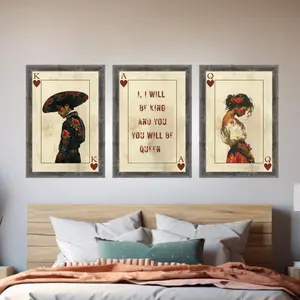 Mexican Art Set of Three  Prints, Romantic Mariachi Wall Decor, Southwestern Modern Wall Art, Rustic 3-Panel Mexico Decor for Bedroom