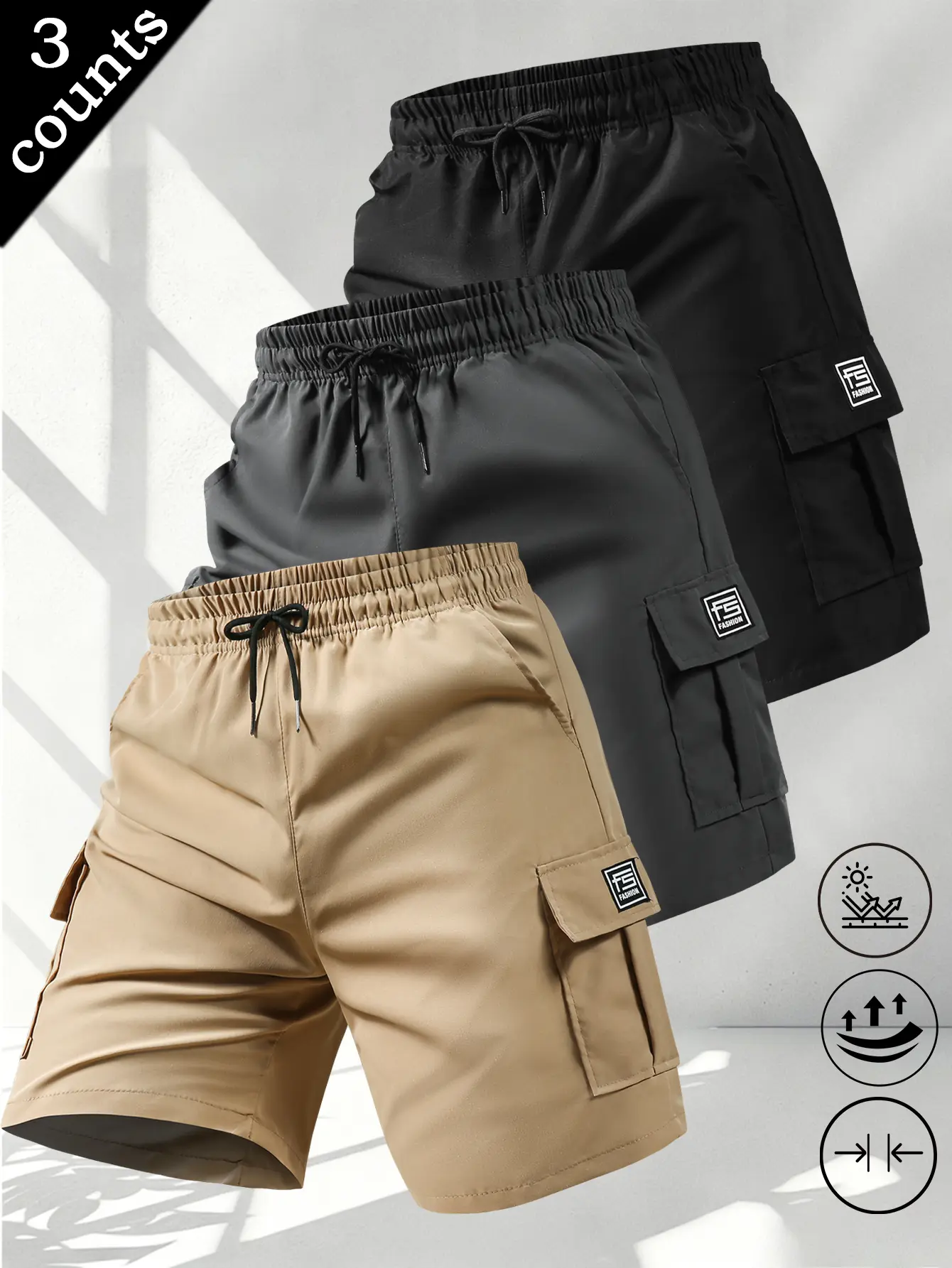 Men's Casual Tooling Cargo Shorts, Loose Athletic Cut with Multi-Pockets for Outdoor Running & Fitness, Athletic Cut Shorts, Casual Sport Shorts