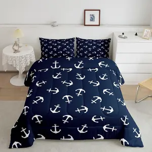 Anchor Decor Comforter Set Nautical Themed Bedding Set for Boys Girls Teens Ocean Comforter Sea Adventure Duvet Set Navy Quilt Set