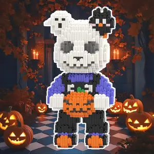 3280pcs Halloween Skull Bear STEM Building Blocks Set, 3D Puzzle Model Desk Decoration Toy, Indoor Decor Gift for Birthday Christmas New Year Party