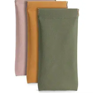 3pcs Jewelry Lipstick & Cosmetics Storage Bag Automatic Closed Case PU Leather Glasses Storage Bag for Women's Cosmetics & AccessoriesWomen's Cosmetic Storage Box