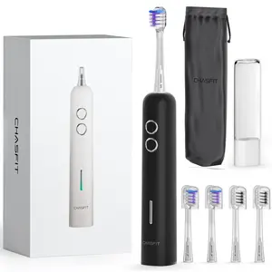 Wave Electric Toothbrush Oscillation & Vibration Sonic Electric Tooth Brush Adults Teen BASS-Brushing Technique Travel Rechargeable Toothbrushes 4 Soft Bristle Replace Brush Heads IPX7 Silicone Adjustable Gift Water Proof Storage Oral