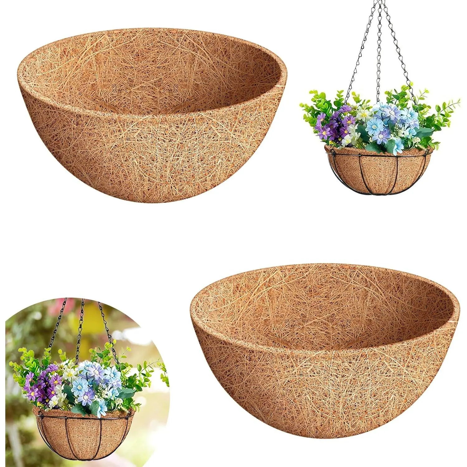 2 Pack 10 Inch Round Coco Liners Replacement-   Coconut Coir Liners for  Baskets, Garden Flower Vegetables Planter Pot, Window Box, Fence, Decks