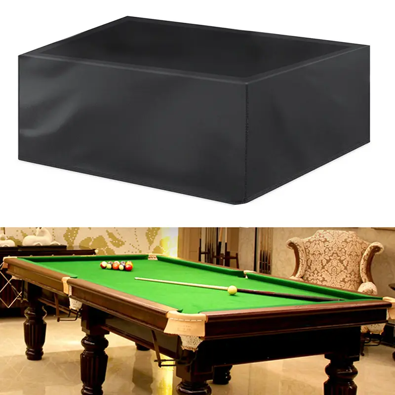 1PC 210D Thick Oxford Cloth Reusable Billiards Table Dust Cover - 7-8-9ft, Waterproof, Black, Fits Square Billiards Tables