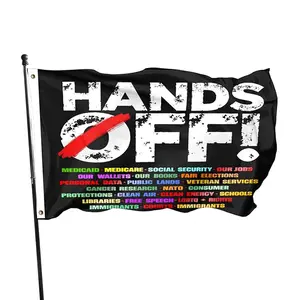 Resist Hands off Flag 3x5 Feet, Protest Social Security and Healthcare, Colorful Durable Polyester, Ideal for Parades, Assemblies, Protests, Yard Sign Banner