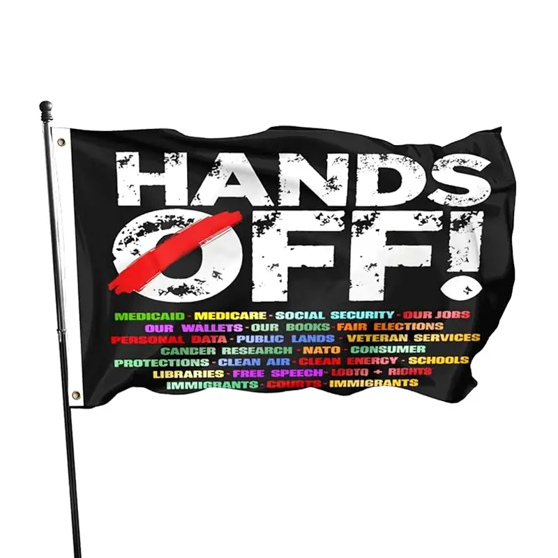 Resist Hands off Flag 3x5 Feet, Protest Social Security and Healthcare, Colorful Durable Polyester, Ideal for Parades, Assemblies, Protests, Yard Sign Banner