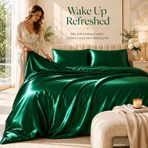 ROMANGEM New Product Launch Sale Luxury Satin Bedding 3-Piece queen comforter Set Sleep in Luxury & Wake Up Refreshed! Silky Soft, Cooling. Includes Duvet Cover + 2 Pillowcases.Upgrade Your Bedroom Aesthetic!Hypoallergenic out men teen