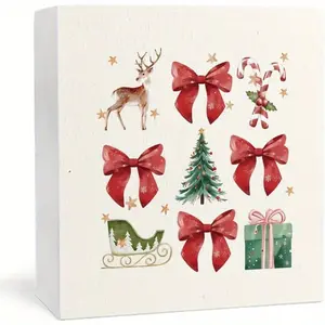 Christmas Signs, Coquette Red Bow Christmas Tree Wooden Box Sign, Red Christmas Decorations, Coquette Christmas Decor, Christmas Wood Signs for Home Office Desk Table Shelf Decor, 5x5 Inch