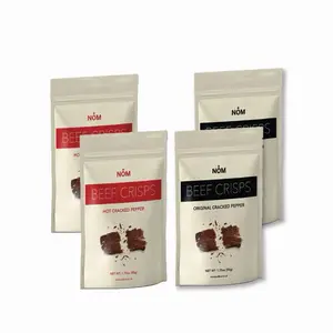 Nom Snacks 4 Pack Bundle Beef Jerky Crisps, Crispy, Crunchy & Flavorful | US Made