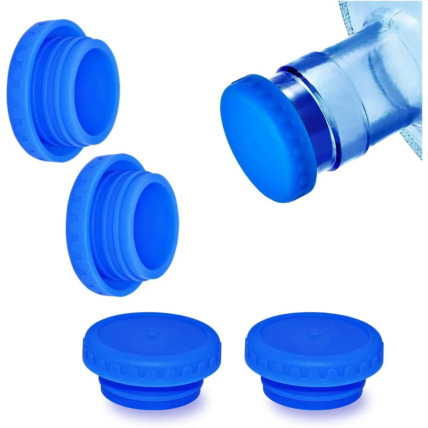 4‑Pack Reusable Silicone 5 Gallon Water Jug Caps｜55mm Leak‑Proof Sealing Lids