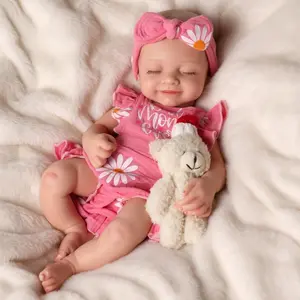 Silicone Baby Doll Lifelike Reborn Baby Dolls - 16 Inch (NOT Vinyl) Full Platinum Silicone Reborn Baby Doll Slicone Full Body Anatomically Correct Sleeping Baby Girl with Gift Box