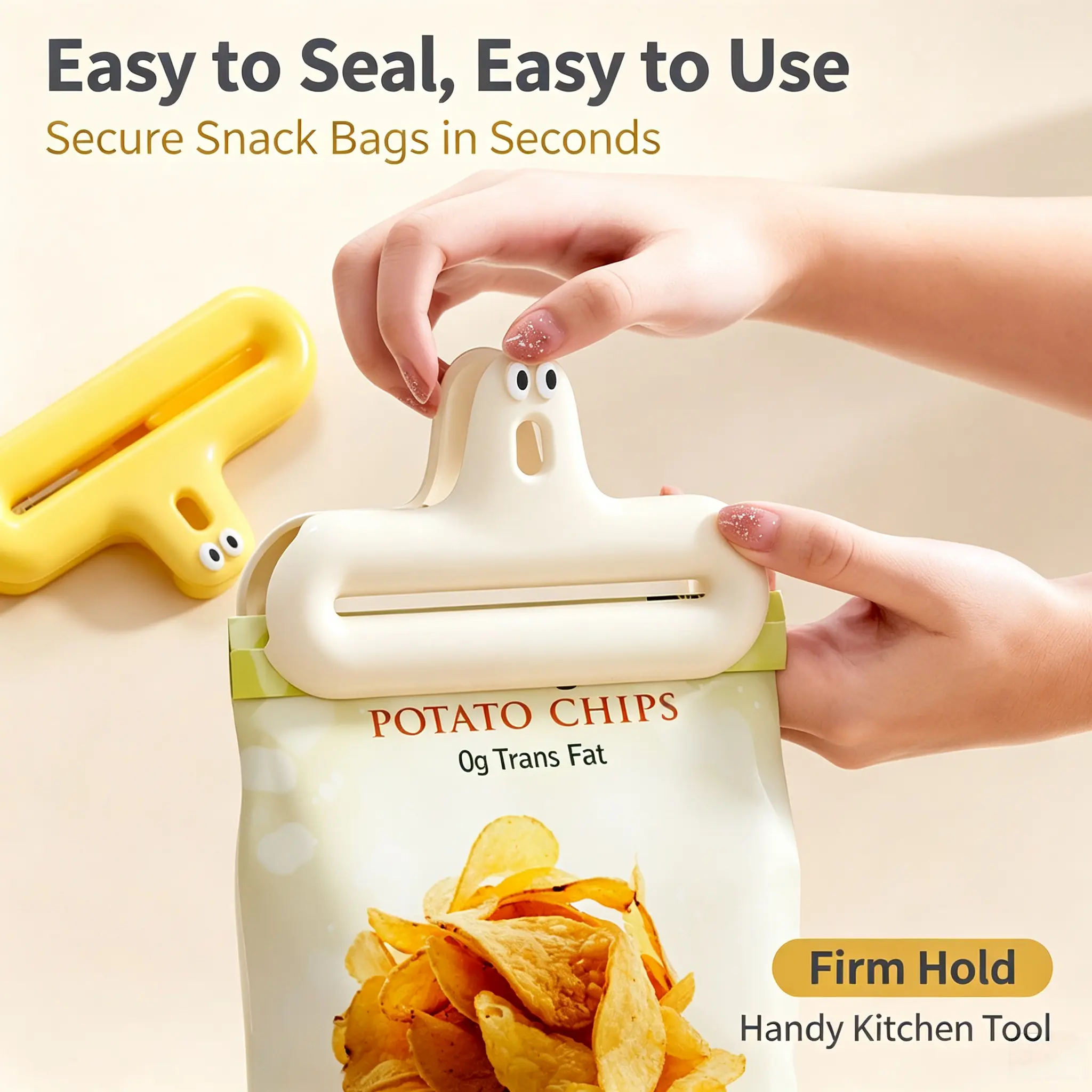 Cute Eye Snack Bag Clips, Large Chip Bag Sealing Clips, Reusable Plastic Food Storage Clips for Kitchen Pantry, Keep Snacks Fresh