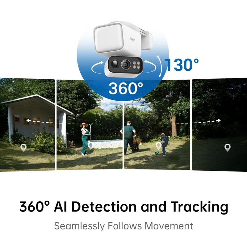TP-Link & Tapo C615F Kit Solar Dimmable Floodlight 360° Pan/Tilt Security Camera Kit,2K 3MP  360° AI Tracking  Outdoor Wireless w/Solar Panel  Free Person/Vehicle Detection  Hack-Proof Security | Alexa & Google Home