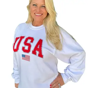 USA Flag Crewneck - Unisex Fit Heavyweight Fleece Sweatshirt Made in USA Patriotic Fashion for 4th of July & Everyday Wear #MadeInUSA #UnisexStyle #4thofJulyFit