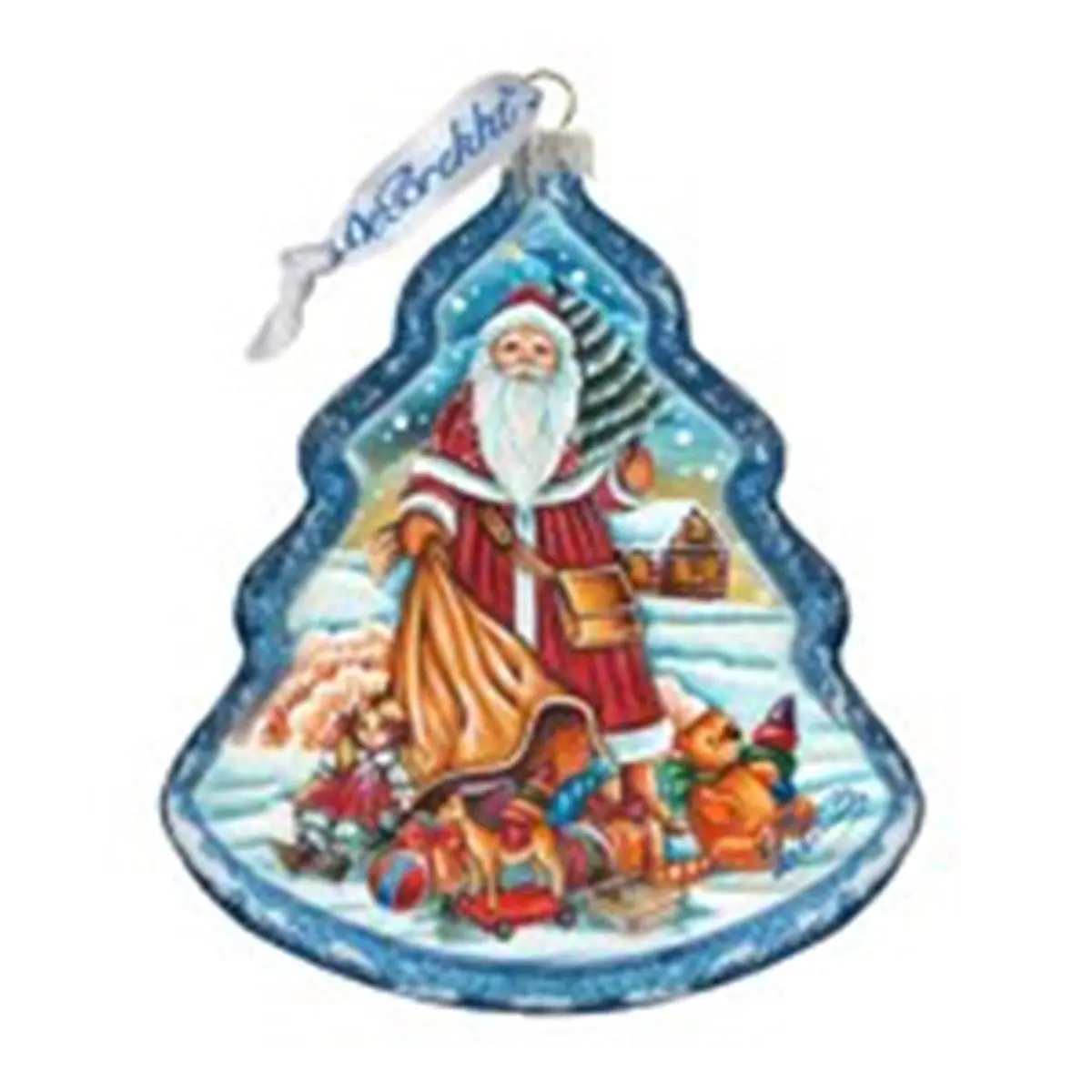 G.DeBrekht 762-026 Handmade Glass Nordic Santa Tree Ornament, Festive Christmas Home Decor, 0.5 lbs Comfortable Gift for Friendship & Anniversary Occasions