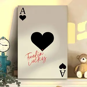 2D flat, 2D flat, one poster per 1pc, featuring the lucky design of the Red Heart Ace, the minimalist wall art is an ideal choice for gamers and card enthusiasts. Canvas artworks are suitable for home and office decoration