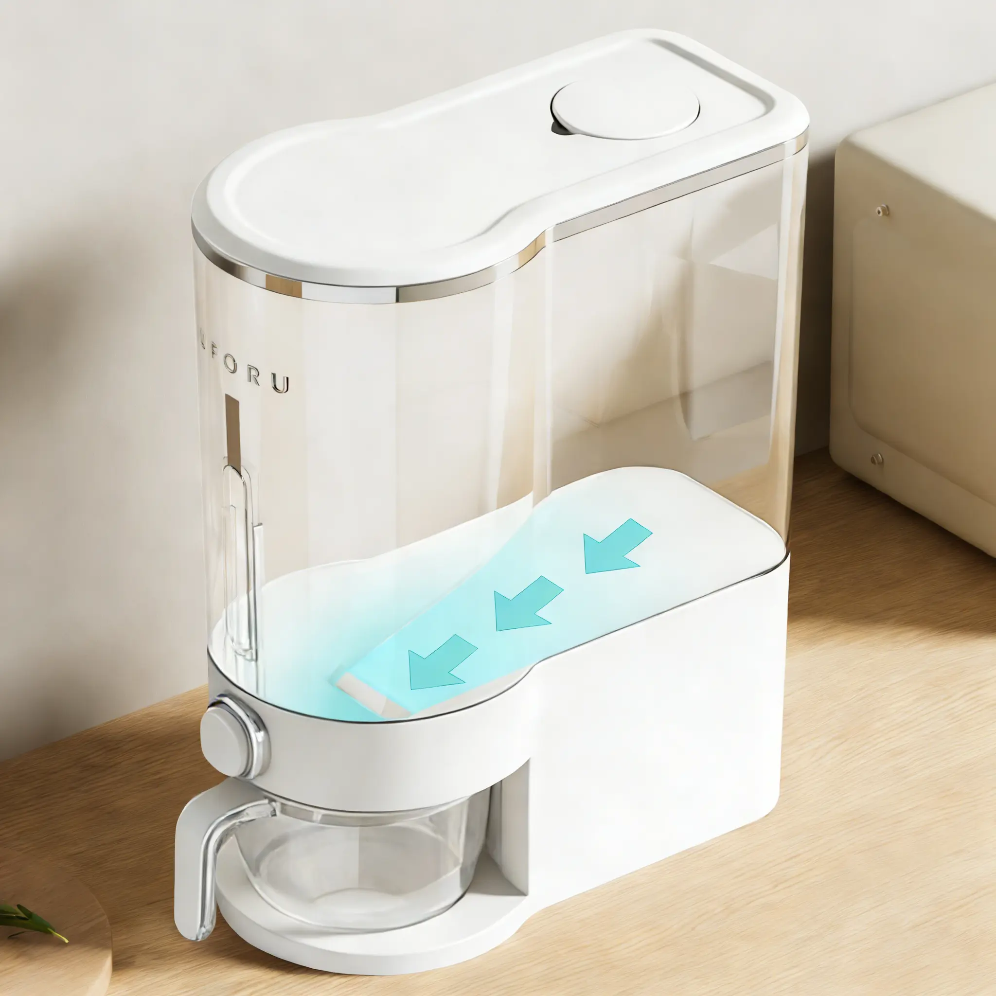 Large-Capacity Airtight Insect-Proof Rice Dispenser with Measuring Cup - Eco-Friendly Plastic Moisture-Resistant Food Storage Container, Spice-Deterrent Top Sealed Box for Soybeans, Corn - Kitchen Home Organizer, Large Container Storage Boxes