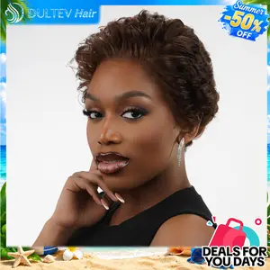 Dultev 13x6 Glueless Pixie Cut Wigs 001 for Women 180% Density Glueless Lace Front Layered Luxury Beauty Curly HD Human Hair Wig #DealsforYouDays summerwins