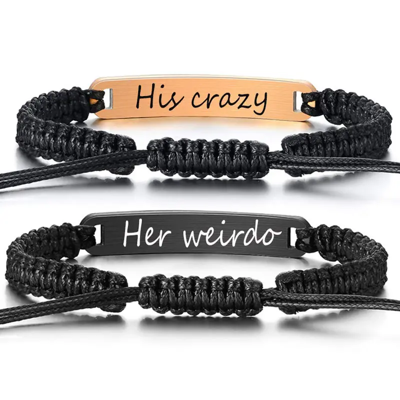 Black steel brand bracelet, handmade woven spherical magnetic suction stainless steel heart studded  couple bracelet set