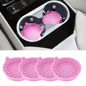 Car cup holder coasters, silicone cup holder inserts, universal anti-slip cup holders, 4-piece set of interior accessories, Car Interior Kit