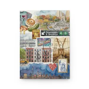 Hardcover Collage Art Notebook, Watercolor Art Notebook | New York City Themed, NYC Landmarks, Skyline, Subway (Office Stationery), Collage Art Notebooks, Watercolor Art Notebooks
