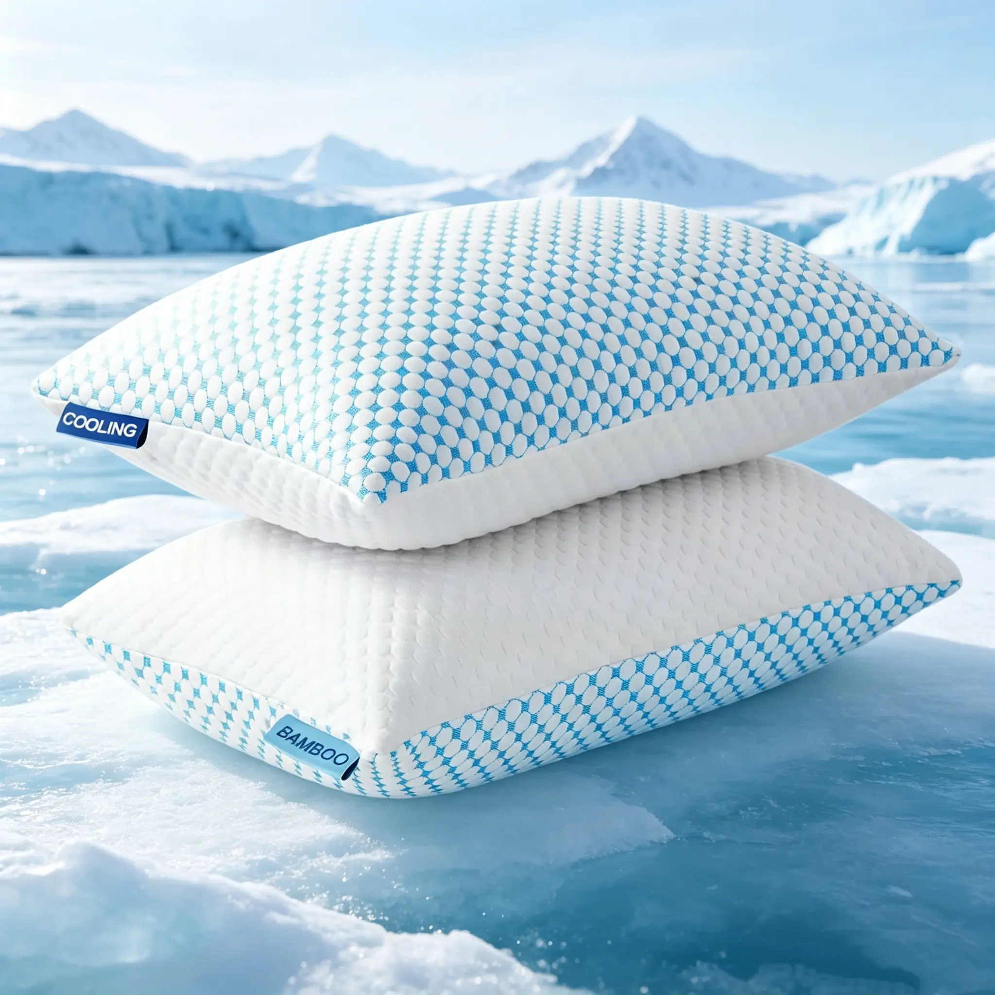 EASELAND Cooling Pillows 2 Pack, Adjustable Shredded Memory Foam Bed Pillows with Washable Cooling Covers, Queen Size, Supportive for Side & Back Sleepers