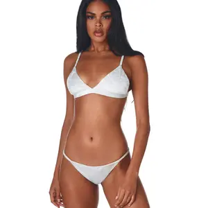 Iceland Velvet Bralette Bikini - Lightweight Italian Velvet Fabric, Rose Gold Plated Clasp Closure, 85% Polyamide, Quick Dry, Triangle Design