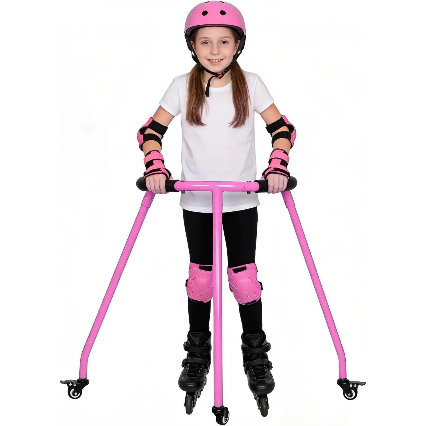 Children's Foldable Aluminum Roller/Inline Skating Aid, Beginner Anti-Fall Balance Support with 3 Casters, Quick Setup, Universal Fit, Builds Confidence & Safety, Compact for Effortless Storage, Holiday Hobby Helper