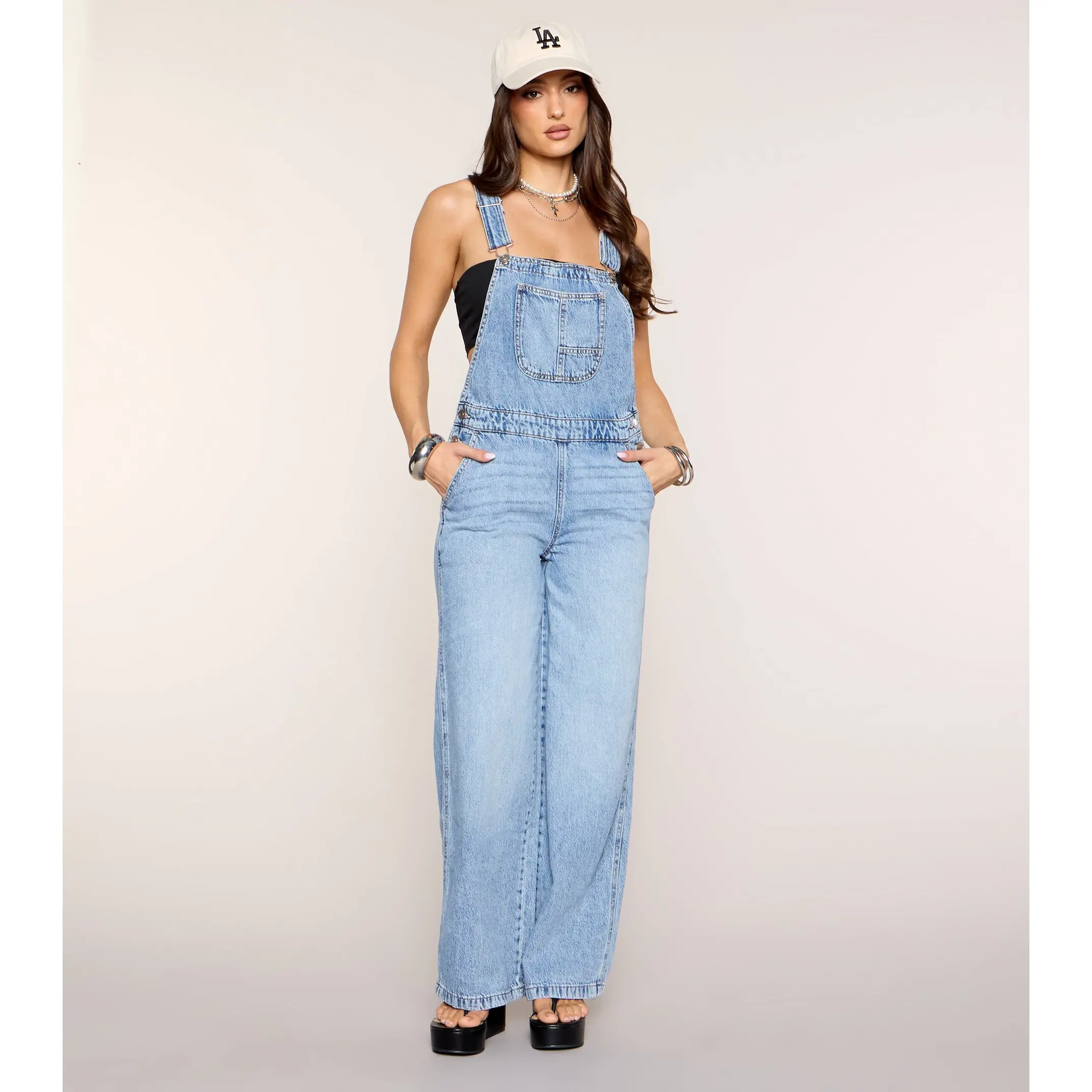 Daily Uniform Straight-Leg Denim Overalls