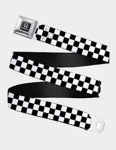 BUCKLE-DOWN  Mens Honda Checker Seatbelt Belt, Black  &  White