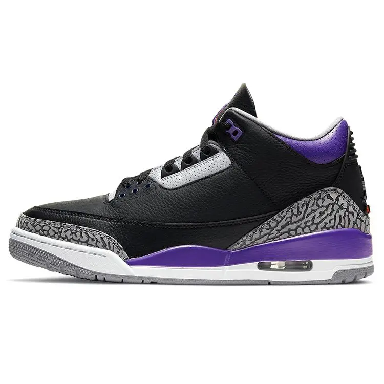 Air Jordan 3 Retro 'Court Purple' Sports Shoes, High Top Shoes, Hoops Sneakers for Athletic Activities