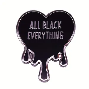 Black Heart Elegant Polished Alloy Heart Brooch, Enamel Lapel Pin, Ideal Gift for Club Parties, DIY Clothing and Book Decoration, Durable Metal Pins