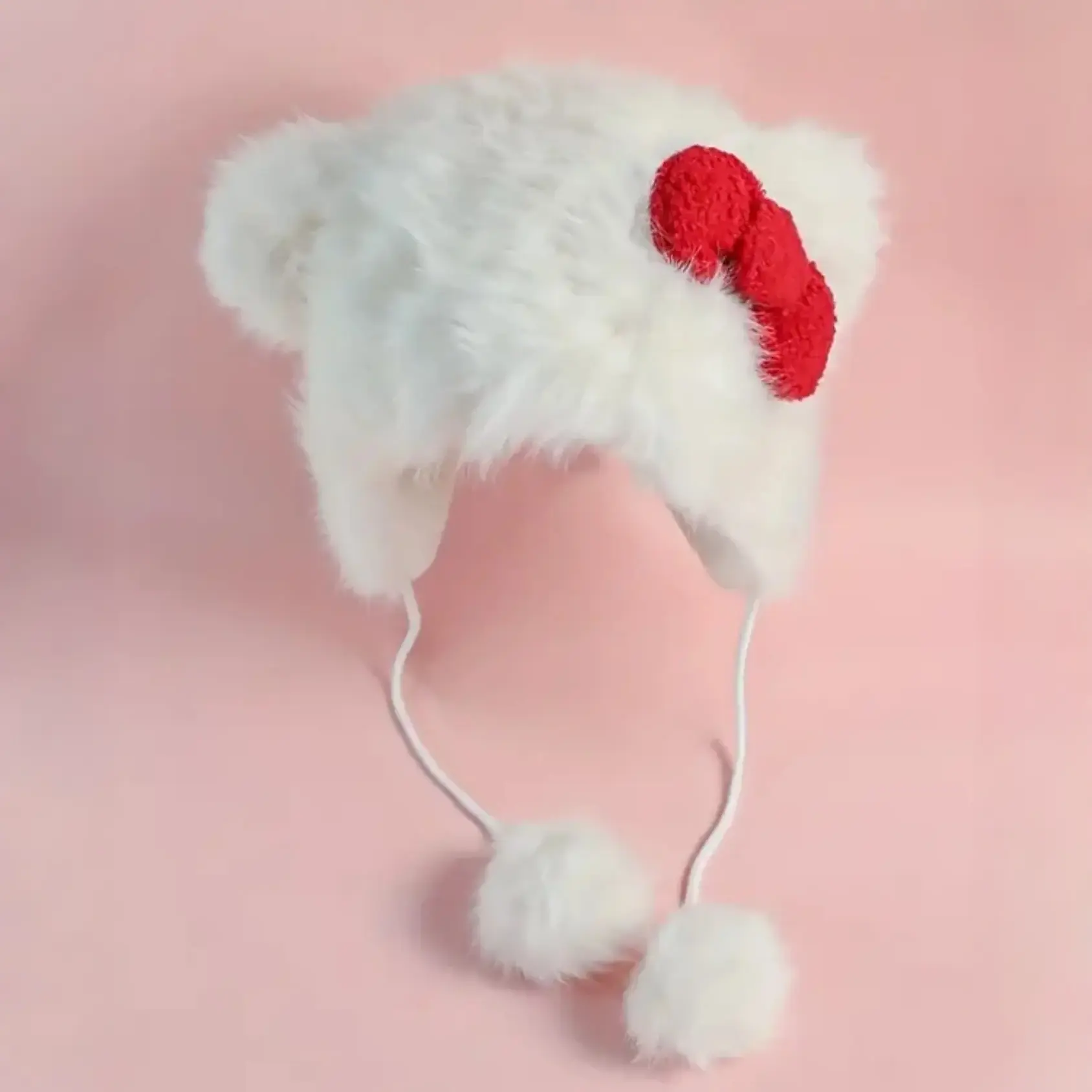 Cute Bow Fleece Hat, Earflap Cap, Thick Warm Puffy Hat, Suitable for Women Autumn Winter Daily Use, Hat with Bow