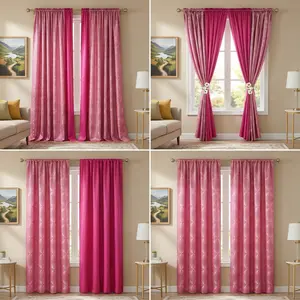 Window Wear 4 Panels 52X90Inch Inches Combination Decorative Curtains (Diamond Jacquard Panels +Heavy Crushed Sateen 2 Panels) Da01+Da02 cortinas  para  sala  de  estar