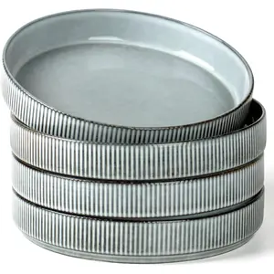 8.25" Pasta Bowls, Large Dinner Bowls Set of 4, Salad Bowl Plates, Shallow Bowls for Eating, Smoky Blue