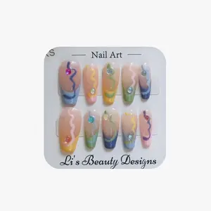 Tanghulu No.21-40 Handmade Premium Press-On Nails - Acrylic, Long-Lasting, Reusable, 7.5x7.5cm, 0.14lbs, US Size, 2*6*9 inches