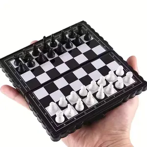 Portable Foldable Chess Set Mini Magnetic Travel Game, Strategy Board Games, Compact Pocket Size International Chess Pieces, Ideal for On-The-Go Play